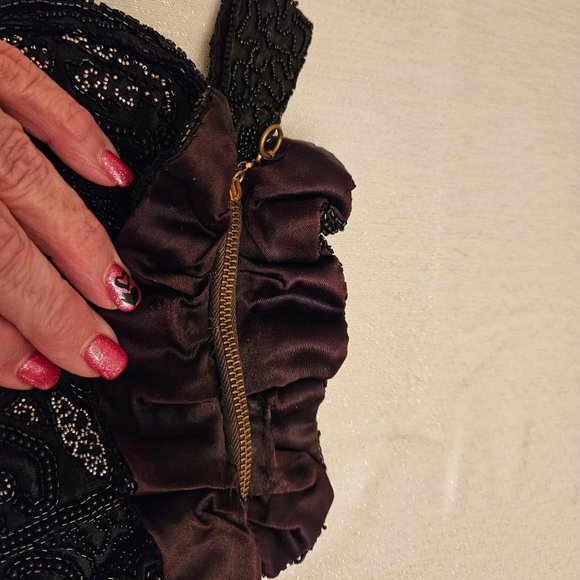 Vintage Black Beaded Wristlet - Picture 5 of 9